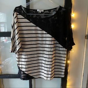 JUST GINGER Striped and Lace Top